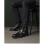 Ghete barbati imblanite negre din piele naturala cu fermoar lateral GF1204CSN